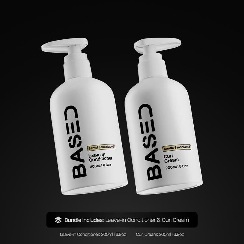 BASED Curly Duo: Premium Non-Toxic Curl Cream & Leave-In Conditioner Bundle - Defines Curls, Controls Frizz, Medium Hold with Agave & Silk Protein, Instant Hydration & Nourishment, No Harmful Chemicals