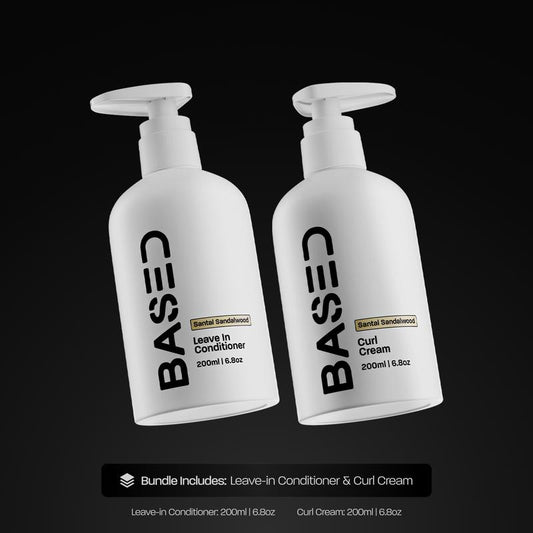 BASED Curly Duo: Premium Non-Toxic Curl Cream & Leave-In Conditioner Bundle - Defines Curls, Controls Frizz, Medium Hold with Agave & Silk Protein, Instant Hydration & Nourishment, No Harmful Chemicals